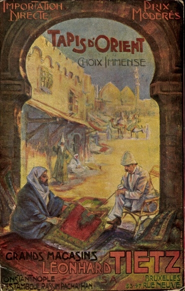 Postcard Bruxelles Brussels, Grandes Magasins Leonhard Tietz, Oriental Tapestries, Advertising