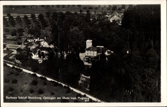 Postcard Gailingen am Hochrhein, aerial photography, city view, Rheinberg Castle
