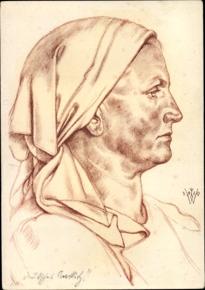 Artist PC Willrich, Wolfgang, forester&#39;s wife from Buchenland, Romania, VDA school collection 1940