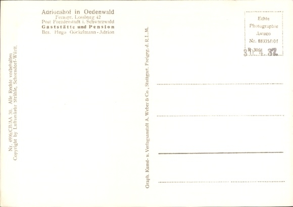 Postcard Oedenwald Ödenwald Loßburg in the Black Forest, aerial photograph, Adrionshof