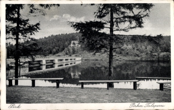 Postcard Pirk Burgstein Weischlitz in Vogtland, Pirker Dam