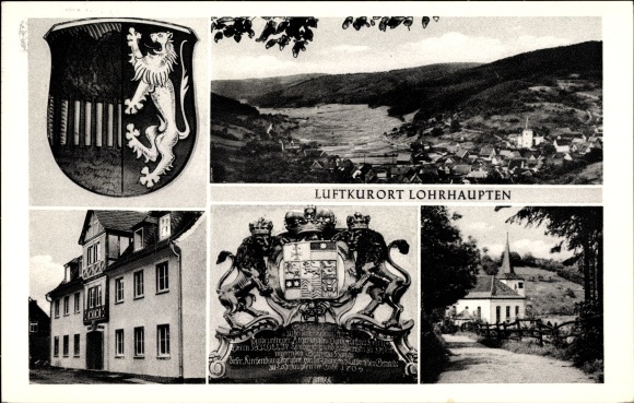 Wappen Ak Lohrhaupten Flörsbachtal Hessen, Teilansichten