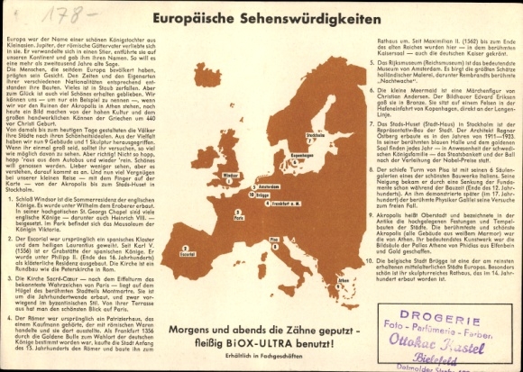 Timetable BIOX-Ultra oxygen toothpaste - European sights around 1960