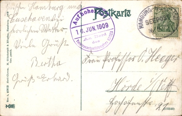 Postcard turbine steamer Kaiser on the high seas, HAPAG