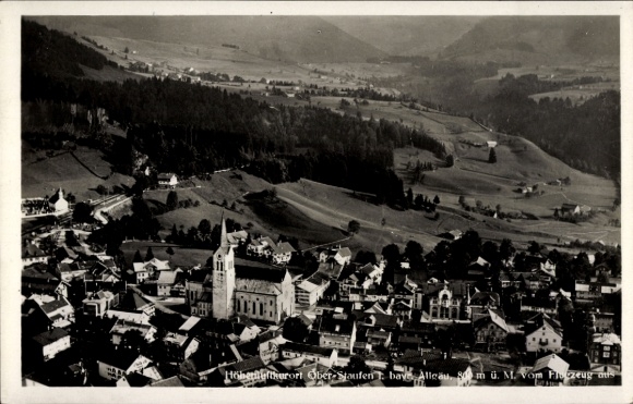 Postcard Oberstaufen in Allgäu, aerial photograph