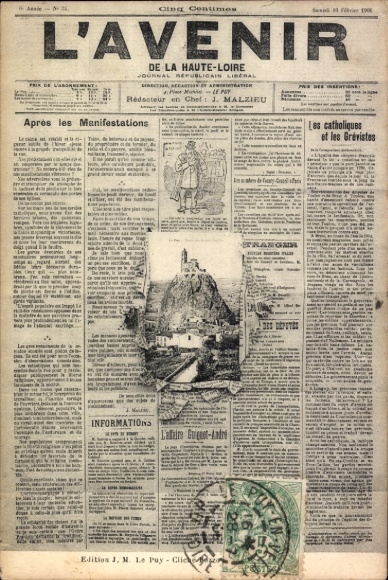 Newspaper PC Le Puy en Velay Haute Loire, castle