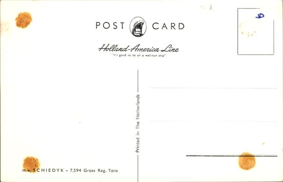 Picture steamship SS Schiedyk, Holland America Line, HAL