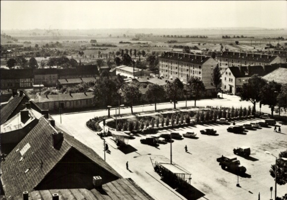 Postcard Strasburg in der Uckermark, market square