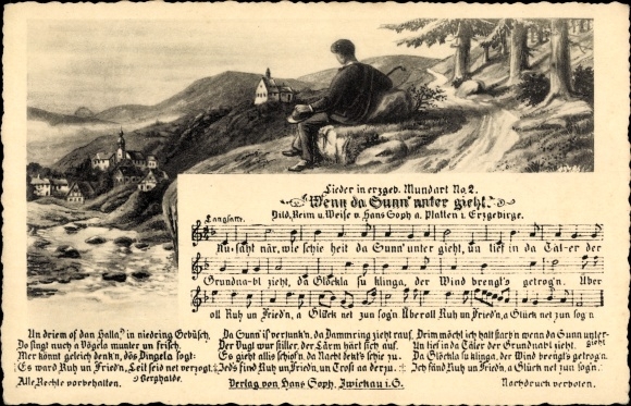 Song Postcard Soph, Hans, When the sun goes down, Erzgebirge dialect no. 2