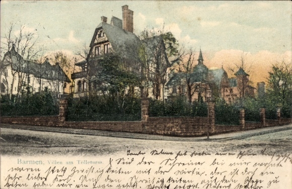 Postcard Barmen Wuppertal in North Rhine Westphalia, Villas at the Tölleturm