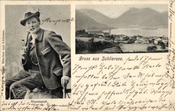 Postcard Schliersee in Upper Bavaria, Hosennandl