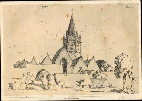 Sammelbild Zeichnung von Adolf Hitler, Ardoye in Flandern 1917, I. WK, Sammelwerk Nr. 15 Bild 103