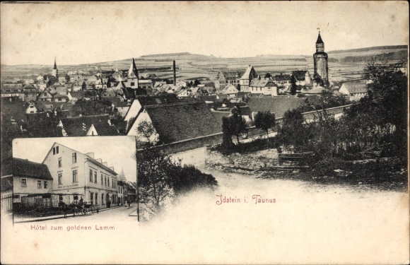 Postcard Idstein in the Rheingau Taunus district of Hesse, general view, Hotel zum goldenen Lamm
