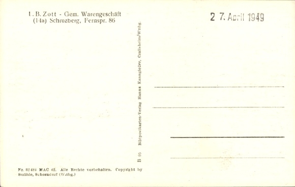 Postcard Schrozberg in Württemberg, aerial view of many roofs, agricultural areas