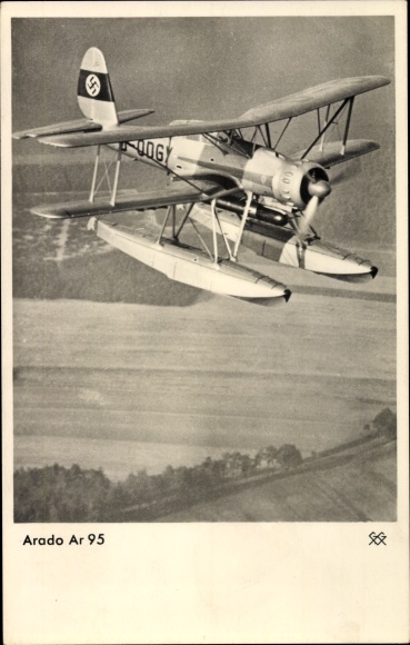 Postcard Arado Ar 95, fighter plane, seaplane, Luftwaffe