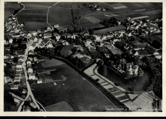 Ak Taufkirchen an der Vils Oberbayern, Fliegeraufnahme