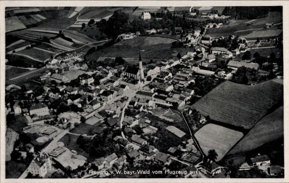 Postcard Freyung in the Bavarian Forest, aerial photograph