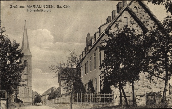 Postcard Marialinden Overath in the Bergisches Land, church with pastorate