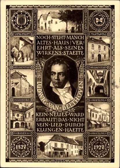 Postal stationery Postcard Mödling in Lower Austria, composer Ludwig van Beethoven, Heiligenstadt