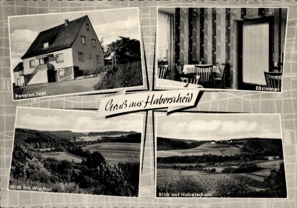 Postcard Haberscheid Puderbach in the Westerwald, Private Pension H. Jost, Dining Room