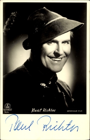 Postcard actor Paul Richter, portrait, autograph