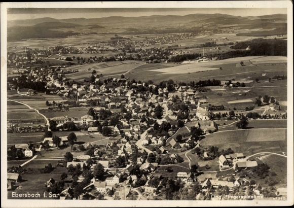 PC Ebersbach in Saxony, view of the town, aerial photo