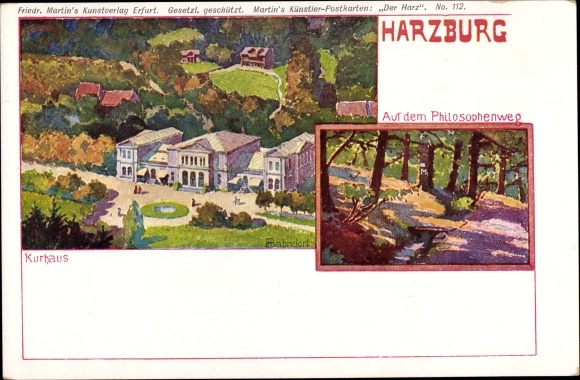 Kunstenaarskaart Bahndorf, Heribert, Bad Harzburg am Harz, Kurhaus, Philosophenweg