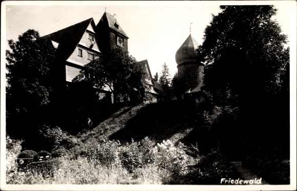 Postcard Friedewald Westerwald, partial view, onion tower