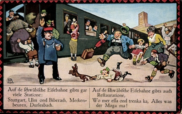 Song Artist Postcard Boettcher, Hans, On the Swabian Railway, Picture 1
