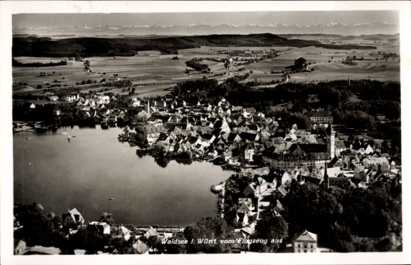 Postcard Bad Waldsee in Upper Swabia Württemberg, aerial photograph, total view