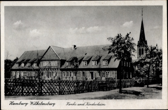 Ansichtkaart Hamburg Mitte Wilhelmsburg, kerk, kindertehuis