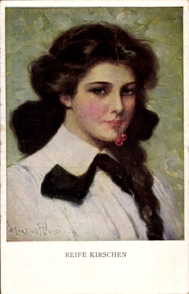 Kunstenaar Ak Underwood, Clarence, Rijpe Kersen, Vrouwelijk portret, M. Munk nr. 832