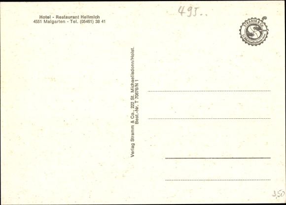 Postcard Malgarten Bramsche in Lower Saxony, Hotel Hellmich, exterior and interior view