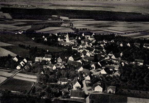 Postcard Attenweiler in Württemberg, aerial photograph