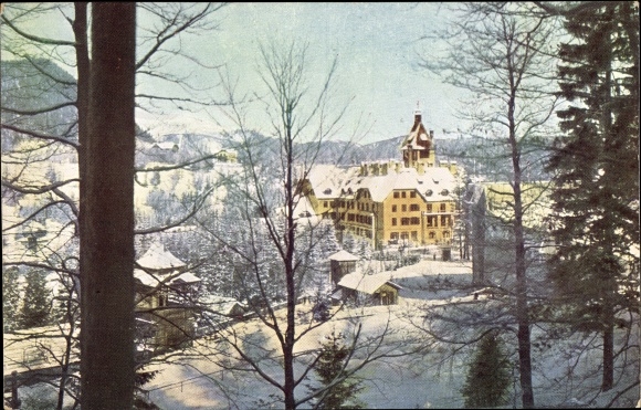 Postcard Semmering in Lower Austria, Hotel Erzherzog Johann in winter