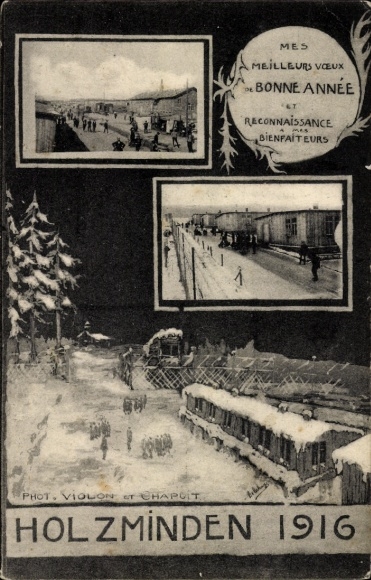 Ak Holzminden an der Weser, Kriegsgefangene, Kriegsgefangenenlager, I. WK, Neujahr 1916