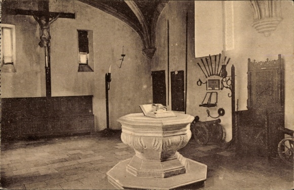 Postcard Lokeren East Flanders, Hall of the Vierschaar, church, interior view