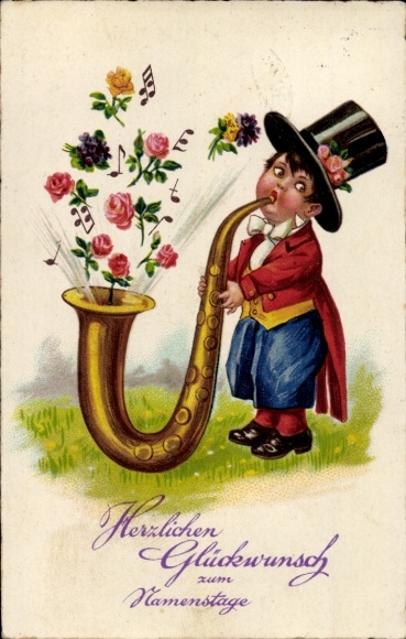Postcard Congratulations Name Day, Boy, Flowers