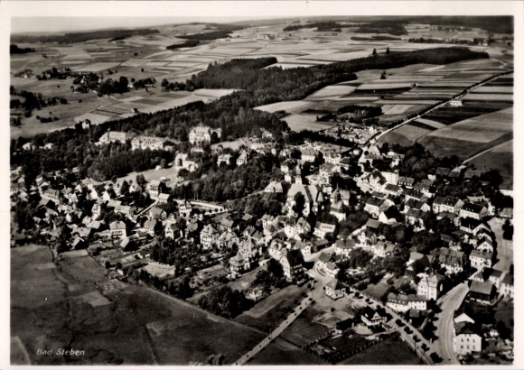 Postcard Bad Steben in the Franconian Forest Bavaria, aerial photograph