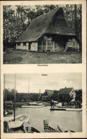 Postcard Bad Zwischenahn in Oldenburg, Heuerhaus, Hafen
