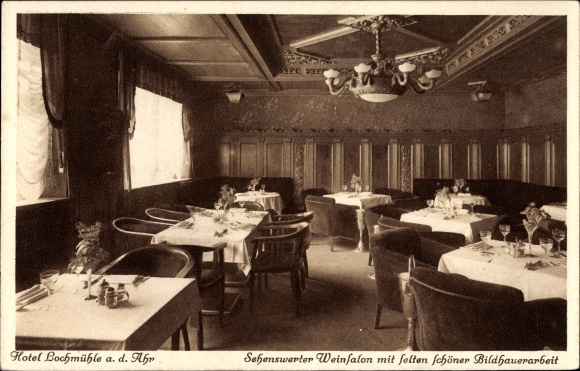Ak Mayschoß im Kreis Ahrweiler, Hotel und Weinhaus Lochmühle, Bes. C. Sautmann, Weinsalon