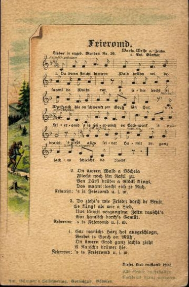 30 individual song cards, Anton Günther
