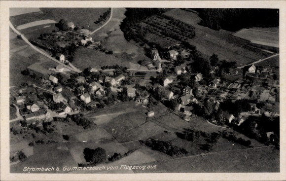 Postcard Strombach Gummersbach in the Oberbergischer Kreis, bird's eye view of Strombach, houses, landscape