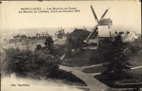 Postcard Mont Cassel Nord, Moulins, Moulin du Chateau
