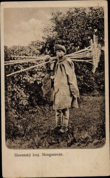 If Slovak costume, Mengusovan, Mann in Tracht, Harken