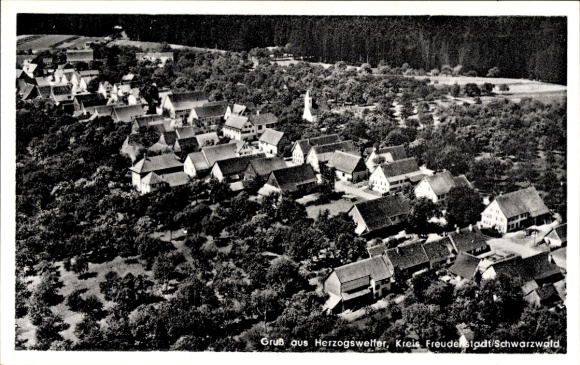 Postcard Herzogsweiler Pfalzgrafenweiler in the Black Forest, aerial photograph