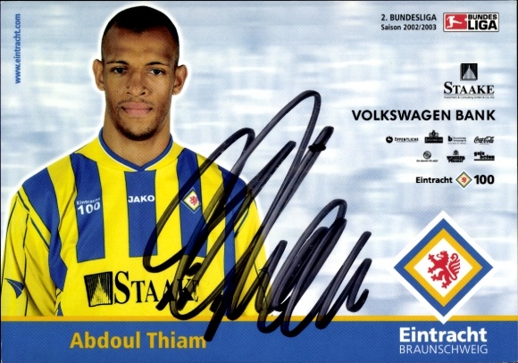 Autograph card footballer Abdoul Thiam, Eintracht Braunschweig, autograph