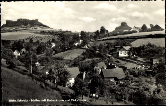 Ak Schöna Saksisch Zwitserland, keizerlijke kroon, Zirkelstein