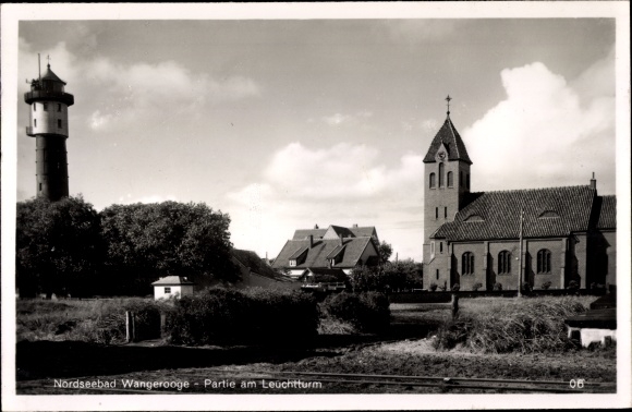 Postcard Nordseebad Wangerooge in Ostfriesland, lighthouse