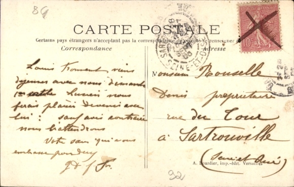 Postcard Garches Hauts de Seine, street, people, restaurant, lantern, architecture